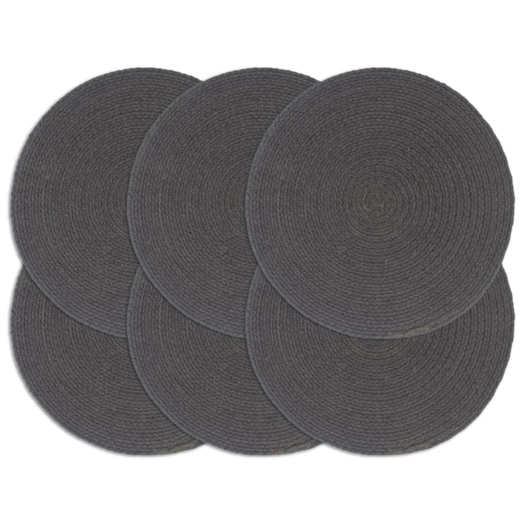 vidaXL Napperons 6 pcs Gris...